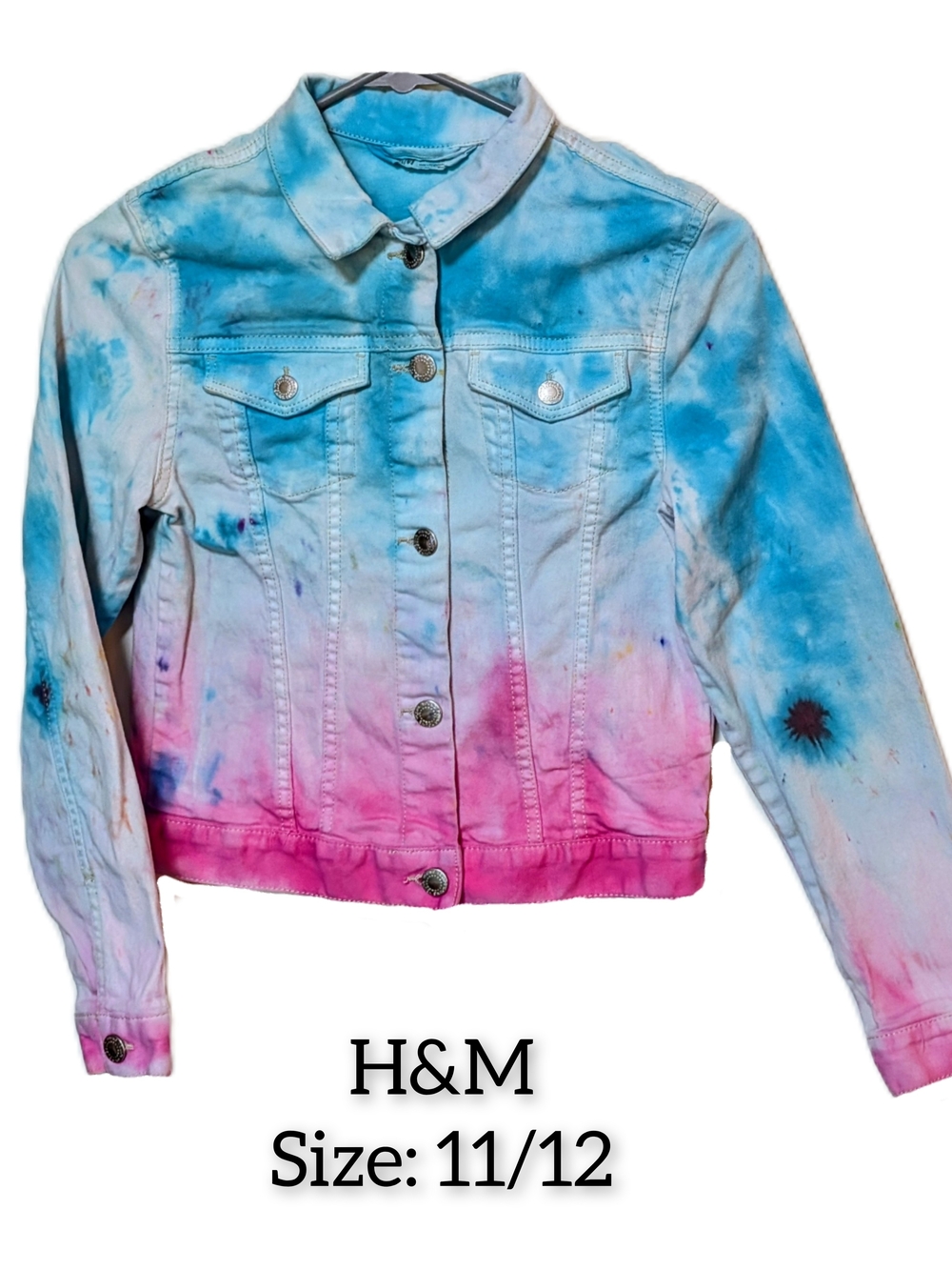 H&M Tie-Dye Jean Jacket in Blue & Pink